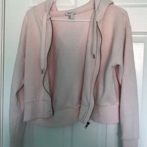 Pink Cropped Zip w/ hoodie
